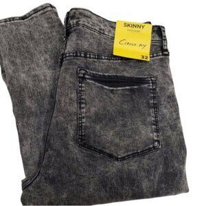 New Circus NY Sam Edelman High Rise Skinny Jeans Size 32 Dark Grey Acid Wash